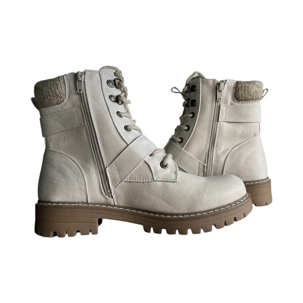 White Mountain Women’s Winter White Marlee Combat Boot New 7.5